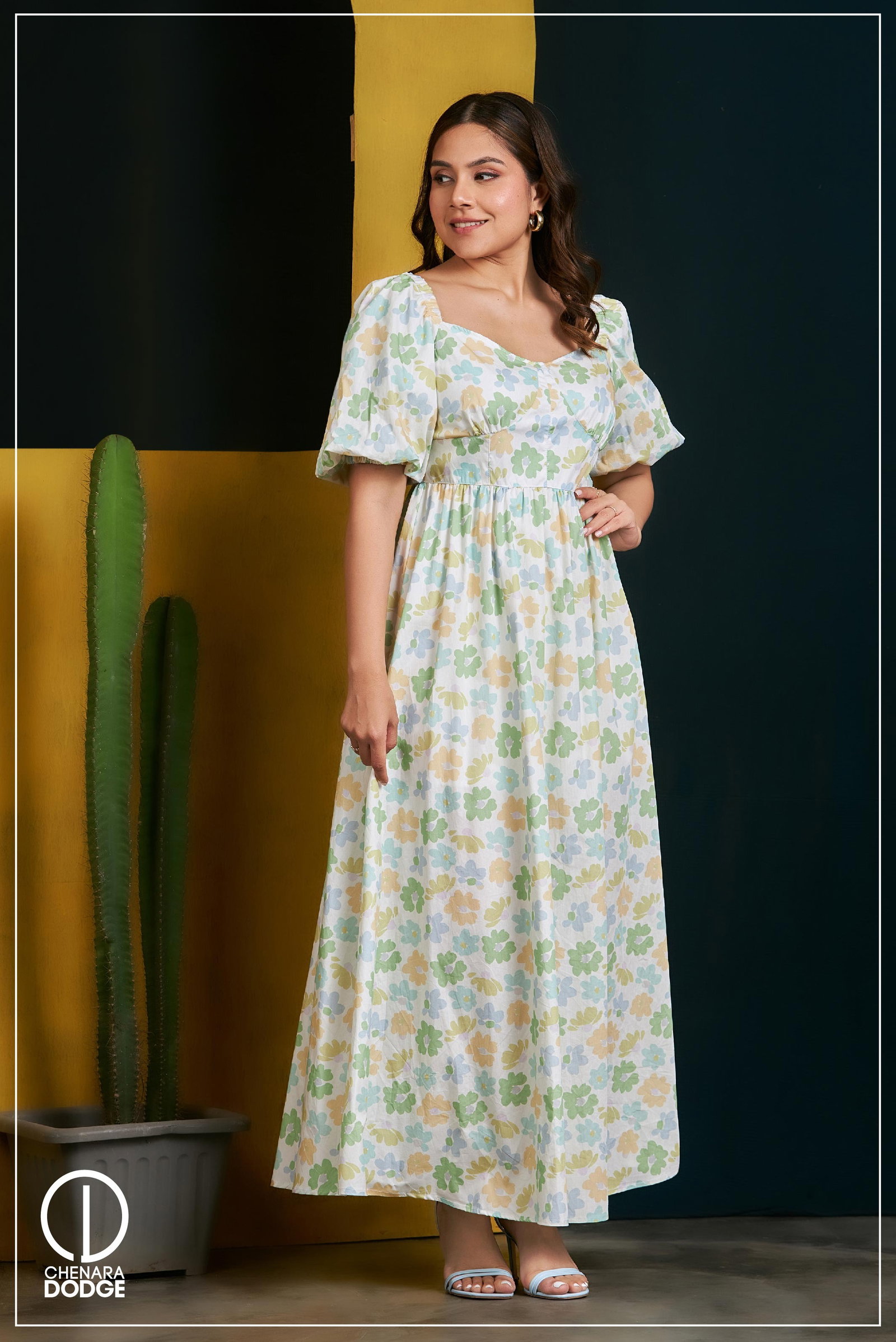 Mameya - Sweet French Puff-Sleeve Layered Dress